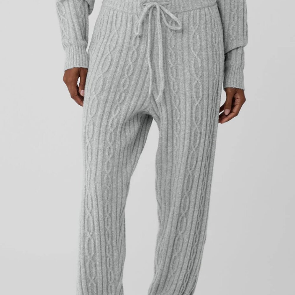ALO Yoga - Cable Knit Winter Bliss Pant (Athletic Heather Grey, Size S)